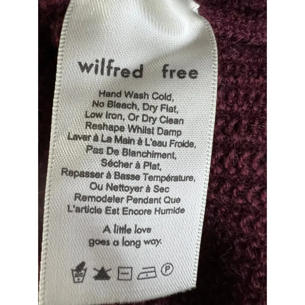 Wilfred Free Harper Burgundy Long Sleeve Merino Wool Cropped Women's Sweater S